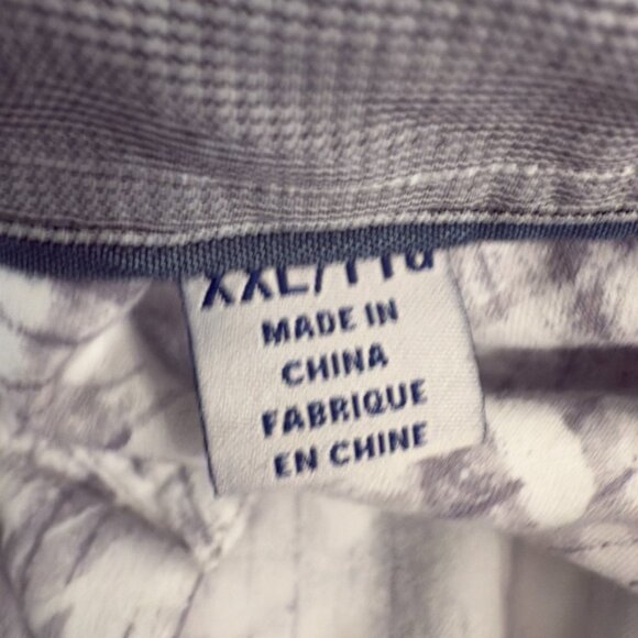 Tommy Bahama Taupe & Grey Leaf Print Long Sleeve Shirt - Size XXL - Picture 9 of 12